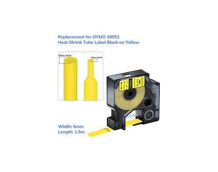 Kompatibilní páska s Dymo 18052, S0718270, 6mm x 1,5m , černý tisk / žlutý podklad